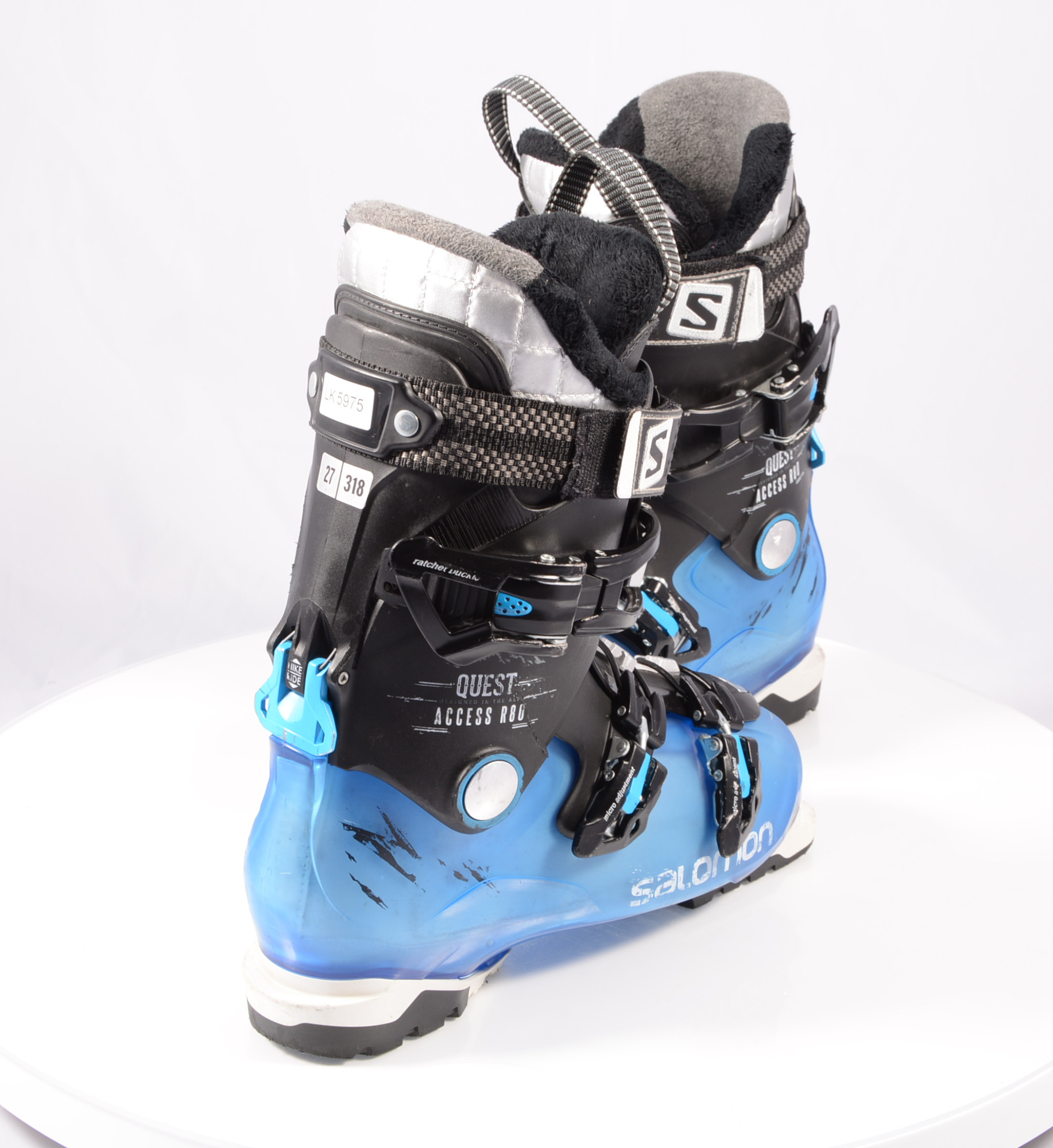 ski boots SALOMON QUEST ACCESS BLUE/black, SKI/WALK mode, micro, RATCHET buckle ( TOP condition ) - Mardosport.com