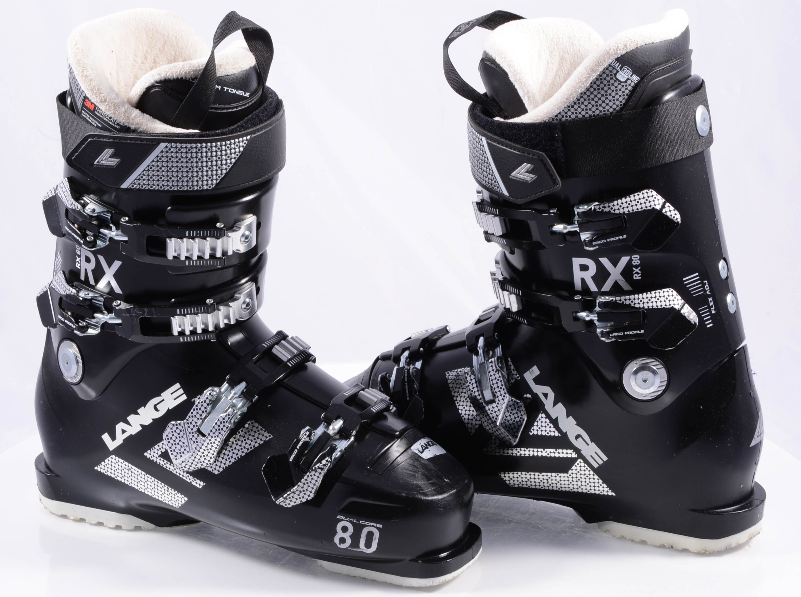 leerling noedels artillerie dames skischoenen LANGE RX 80 W, dual core, thinsulate, aluminium buckles,  black ( TOP staat ) - Mardosport.be