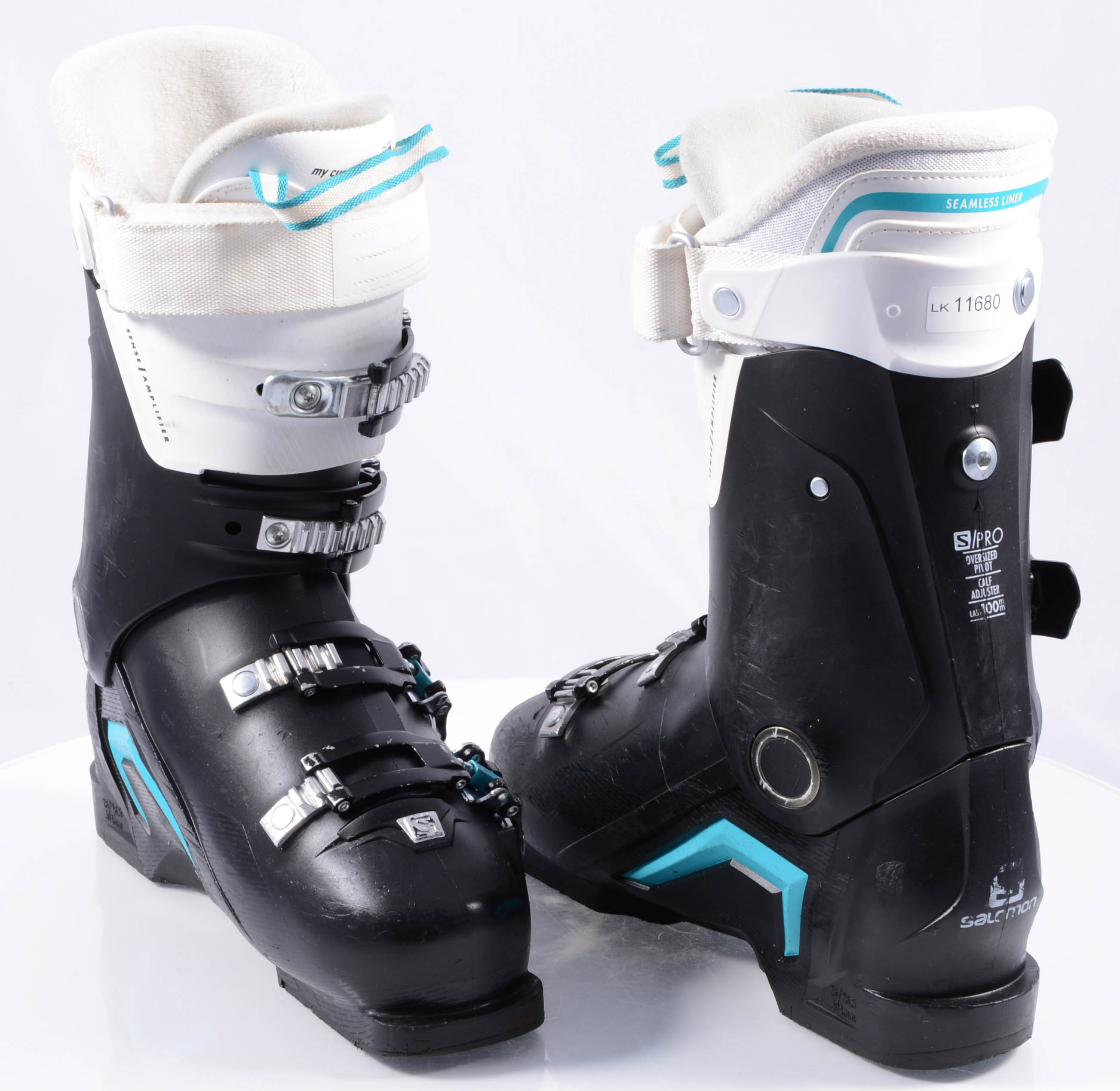 onderdak systeem alleen women's ski boots SALOMON S/PRO 80 W, coreframe, oversized pivot, sense  amplifier, black/turquoise - Mardosport.com