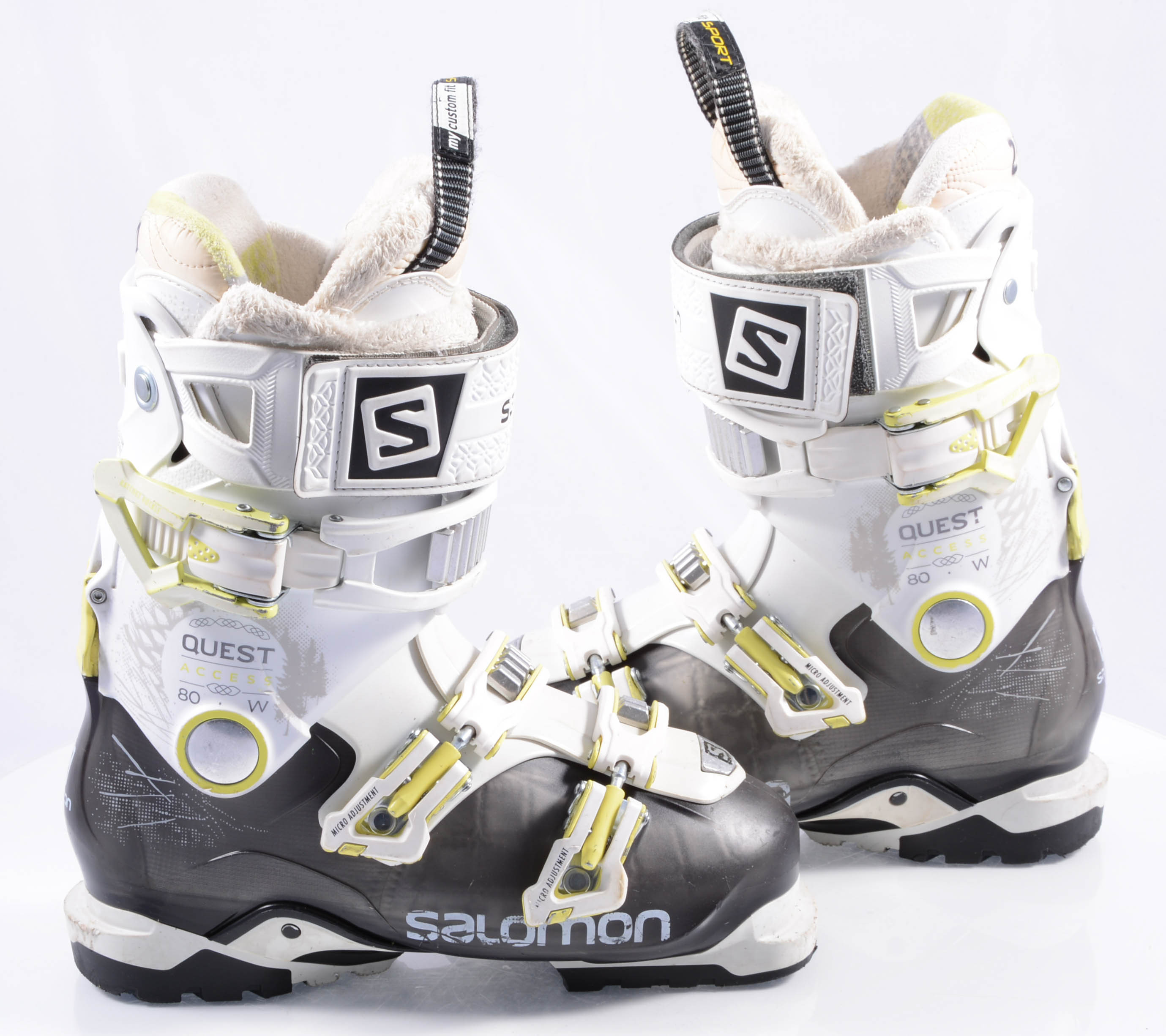 Gooi bijvoeglijk naamwoord Smelten women's ski boots SALOMON QUEST ACCESS 80 W, SKI/WALK, magnesium backbone,  micro, grey/white/yellow ( TOP condition ) - Mardosport.com