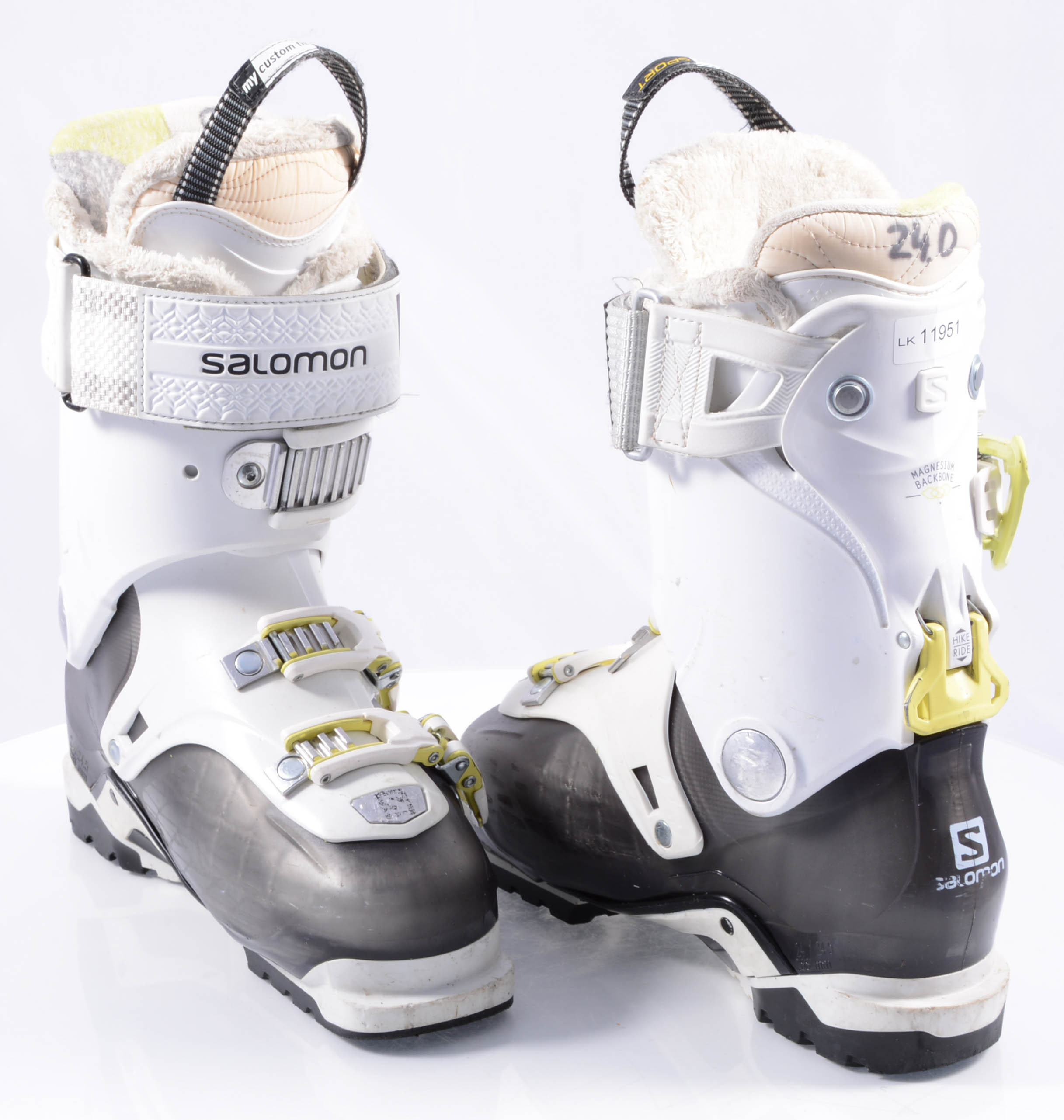 Fascinate Hare Secréte women's ski boots SALOMON QUEST ACCESS 80 W, SKI/WALK, magnesium backbone,  micro, grey/white/yellow ( TOP condition ) - Mardosport.com