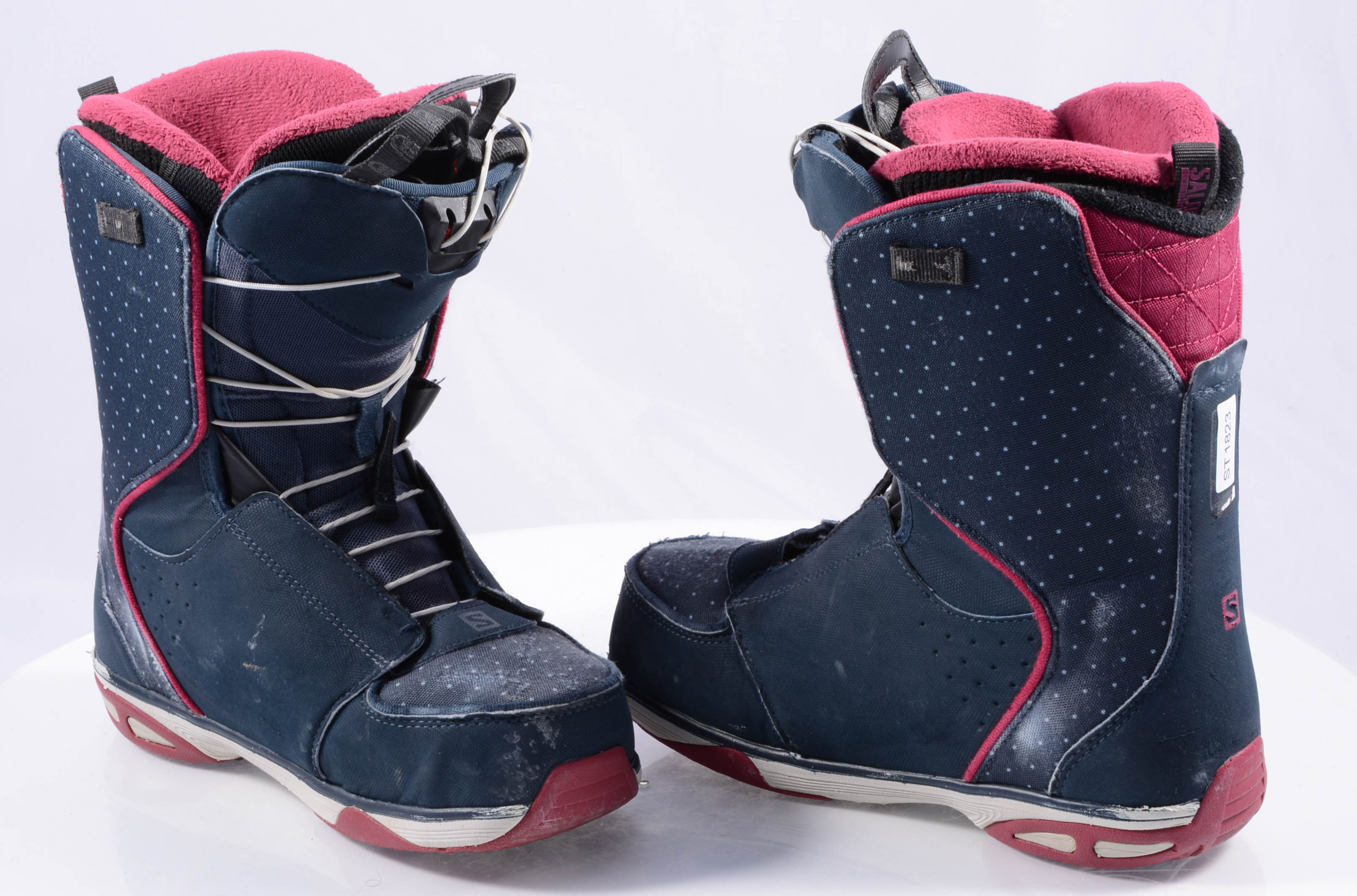 snowboard boots SALOMON POLKA DOT, lock/unlock, contagrip, dark blue/ pink - Mardosport.com