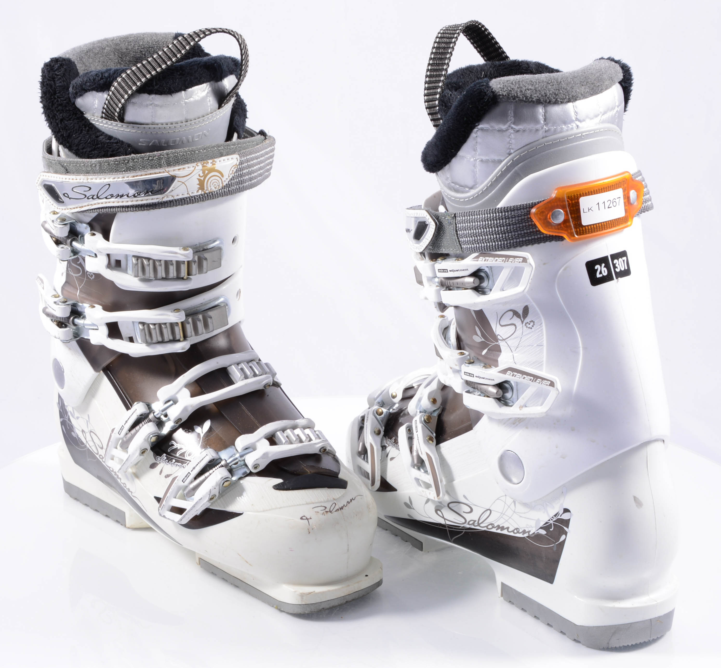 pompa Dempsey Refinería botas esquí mujer SALOMON DIVINE 770 W, extended lever, micro, macro,  white/brown - Mardosport.es