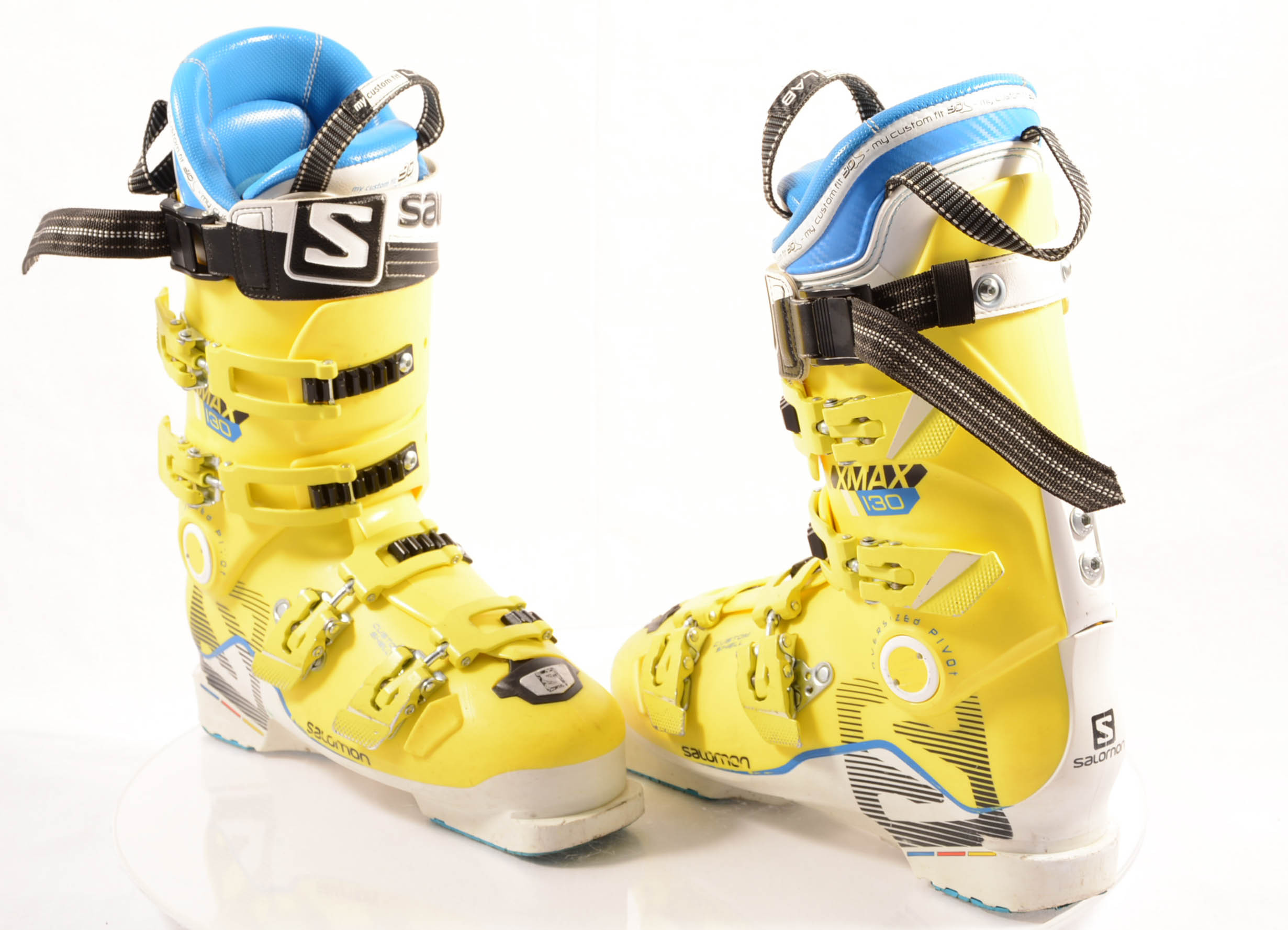 Rood Merchandiser Doe het niet ski boots SALOMON X MAX 130 CS, MY CUSTOM FIT 3D, OVERSIZED pivot, CUSTOM  SHELL, 3D buckle, YELLOW ( TOP condition ) - Mardosport.com