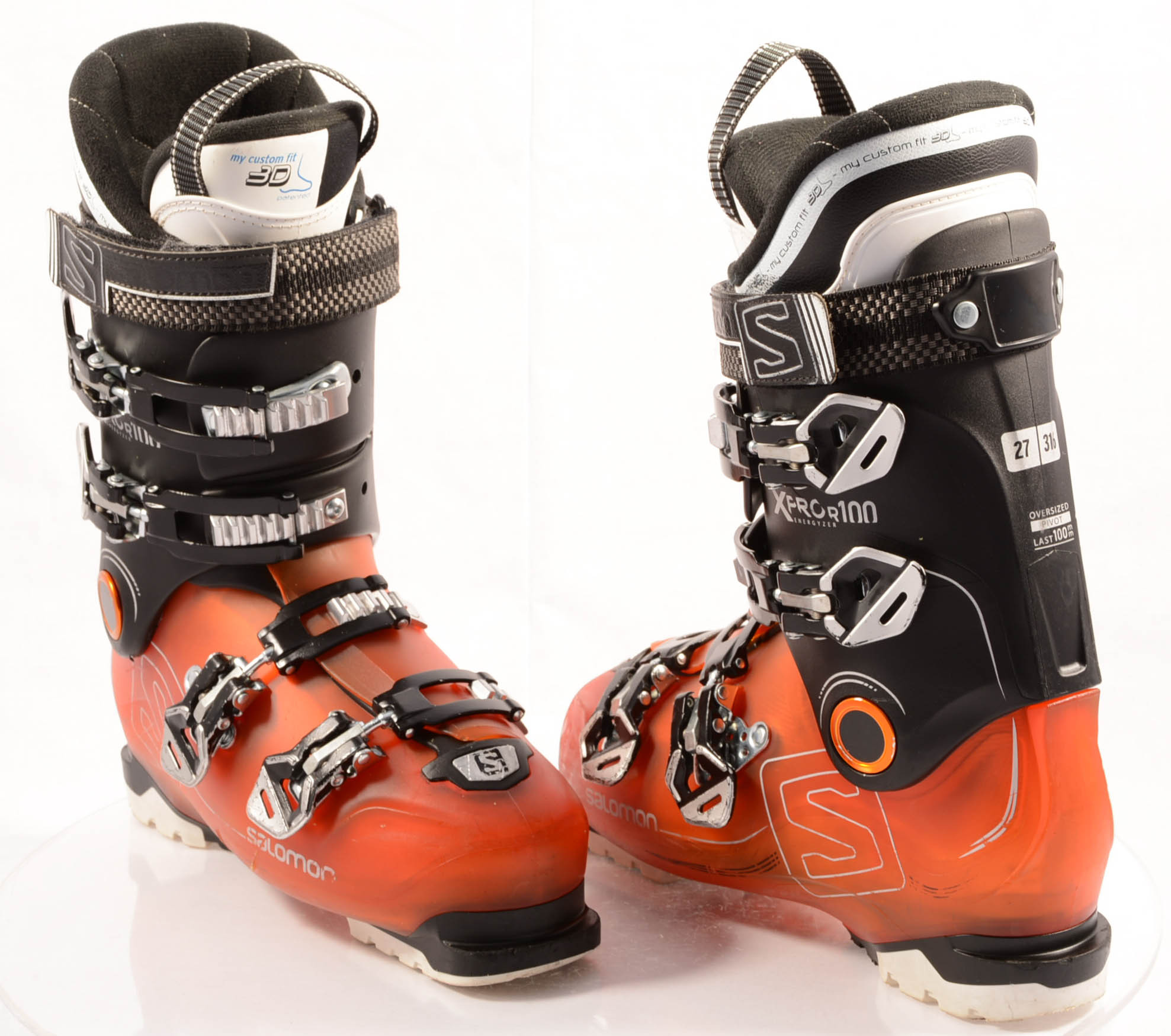 cassette vacature overal ski boots SALOMON X PRO R100 orange, MY custom fit 3D, OVERSIZED pivot,  micro, macro - Mardosport.com
