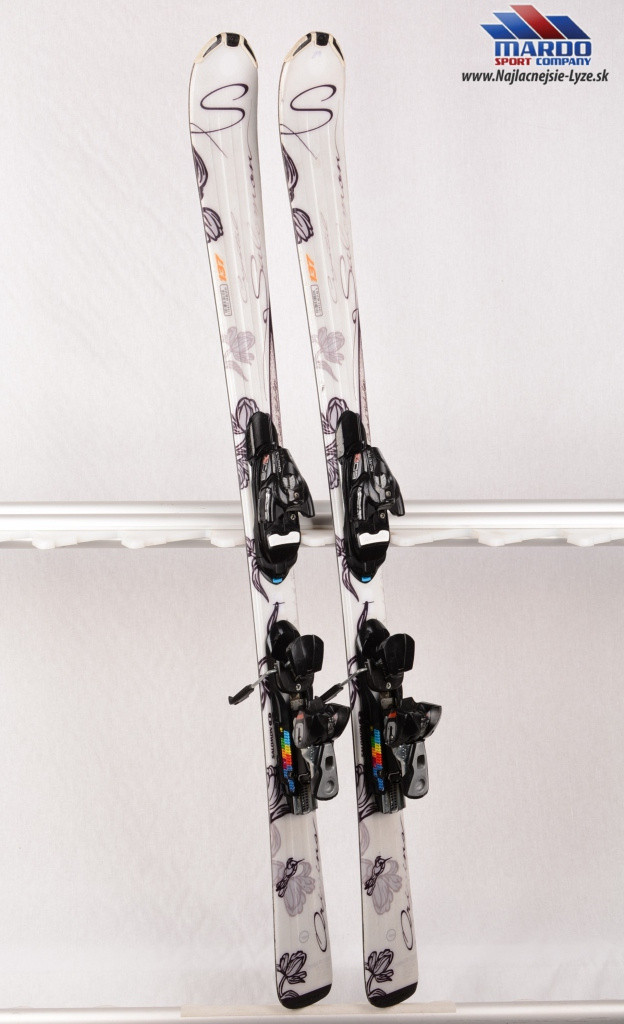 women's skis SALOMON ORIGINS CRYSTAL white, woodcore, Control tech. LIGHT core, AS control + Salomon 609 ( TOP condition ) -